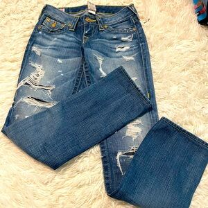 Gorgeous True Religion distressed straight leg jeans